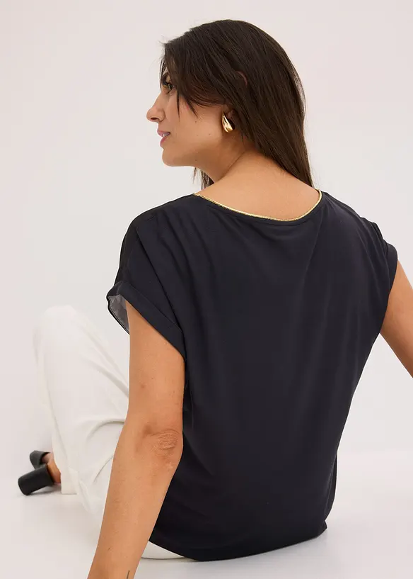 Maglia con inserto in satin, bonprix