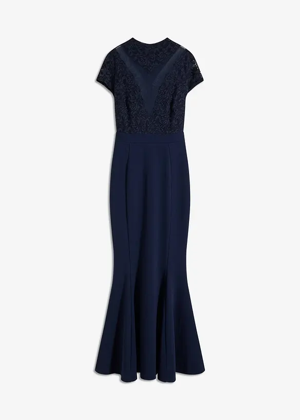Abito lungo con pizzo e mesh, bonprix