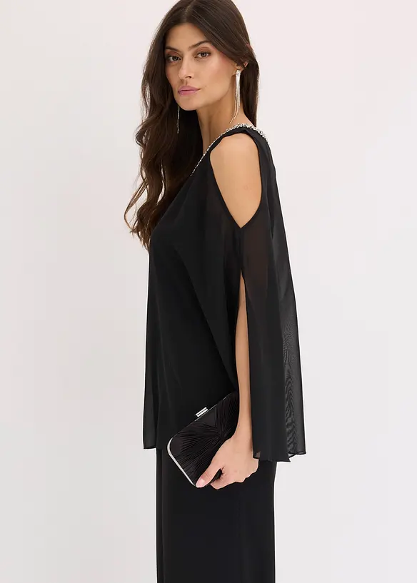 Tuta elegante con mantella e decorazione in strass, bonprix