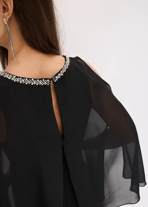 Tuta elegante con mantella e decorazione in strass, bonprix