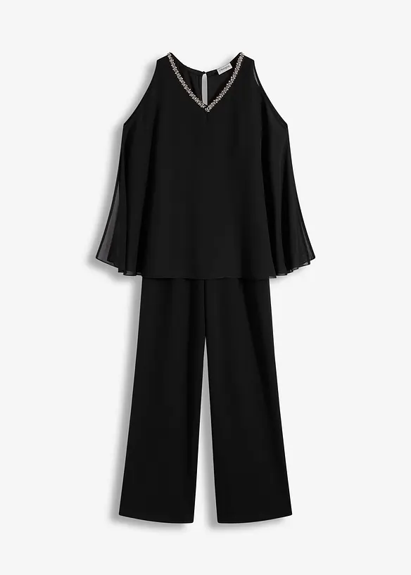 Tuta elegante con mantella e decorazione in strass, bonprix