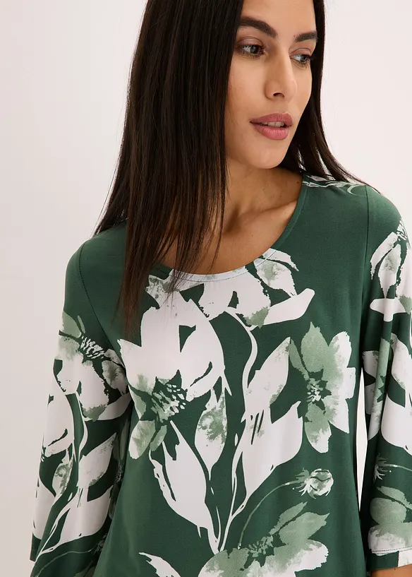 Maglia lunga in fantasia floreale, bonprix