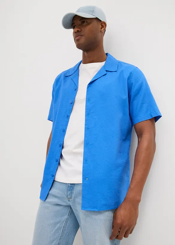Camicia a maniche corte in misto lino, bonprix