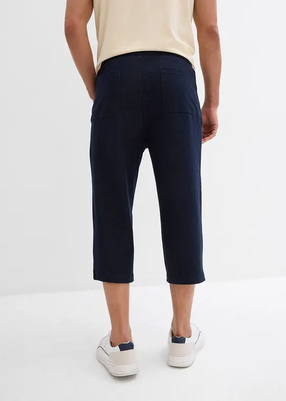 Pinocchietti in felpa effetto denim con cinta comoda, bonprix