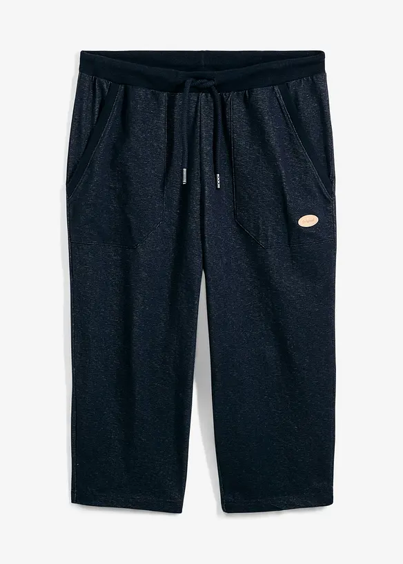 Pinocchietti in felpa effetto denim con cinta comoda, bonprix