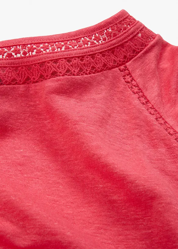 Maglia in puro lino con pizzo, bonprix