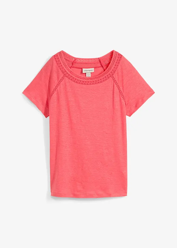 Maglia in puro lino con pizzo, bonprix