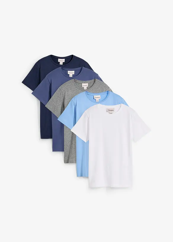T-shirt in puro cotone (pacco da 5), bonprix
