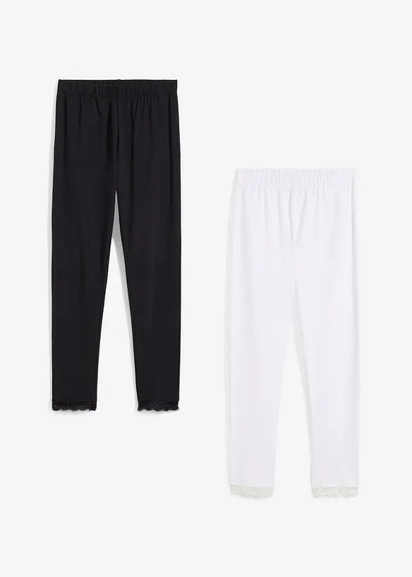 Leggings con fondo in pizzo (pacco da 2), bonprix