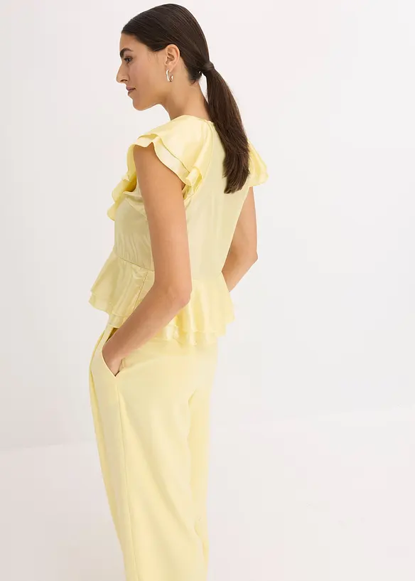 Blusa lucida con volant, bonprix