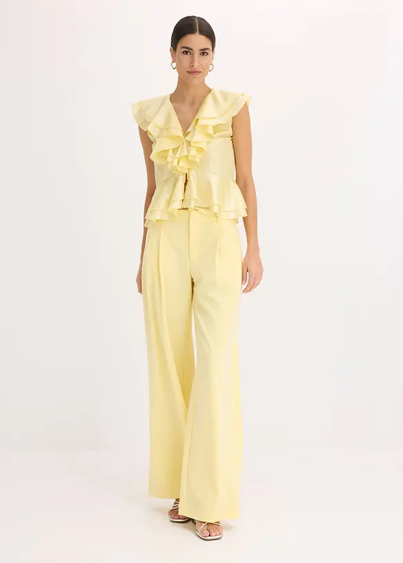 Blusa lucida con volant, bonprix