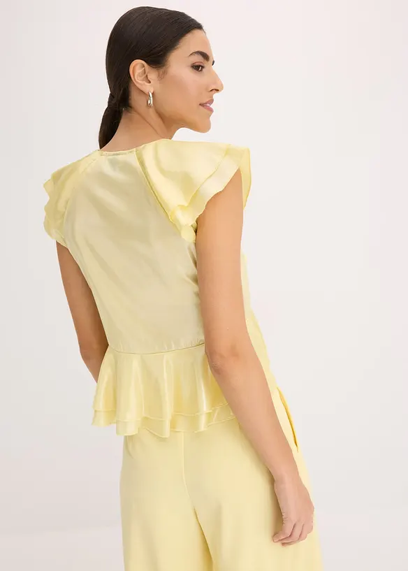 Blusa lucida con volant, bonprix