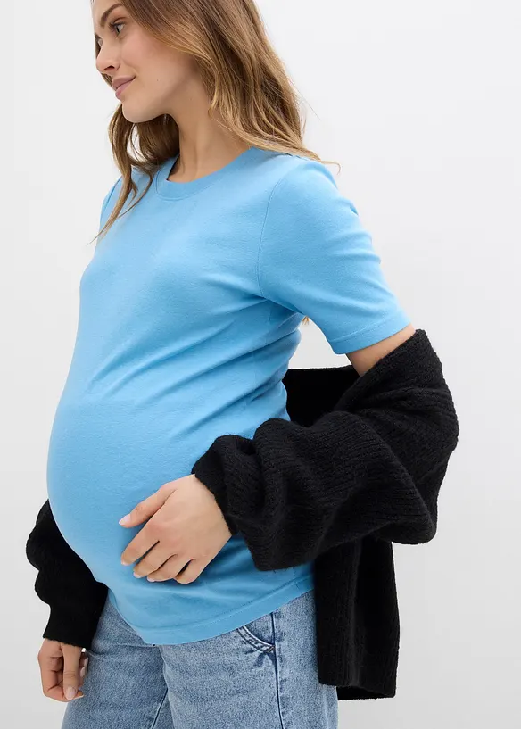 Maglia prémaman a coste in puro cotone biologico (pacco da 2), bonprix