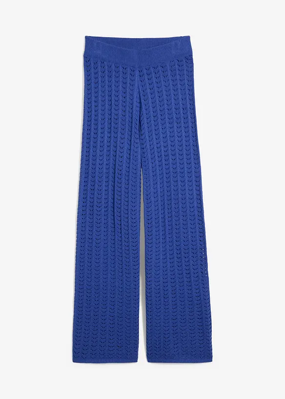 Pantaloni di maglia con elastico in vita e motivo traforato, bonprix