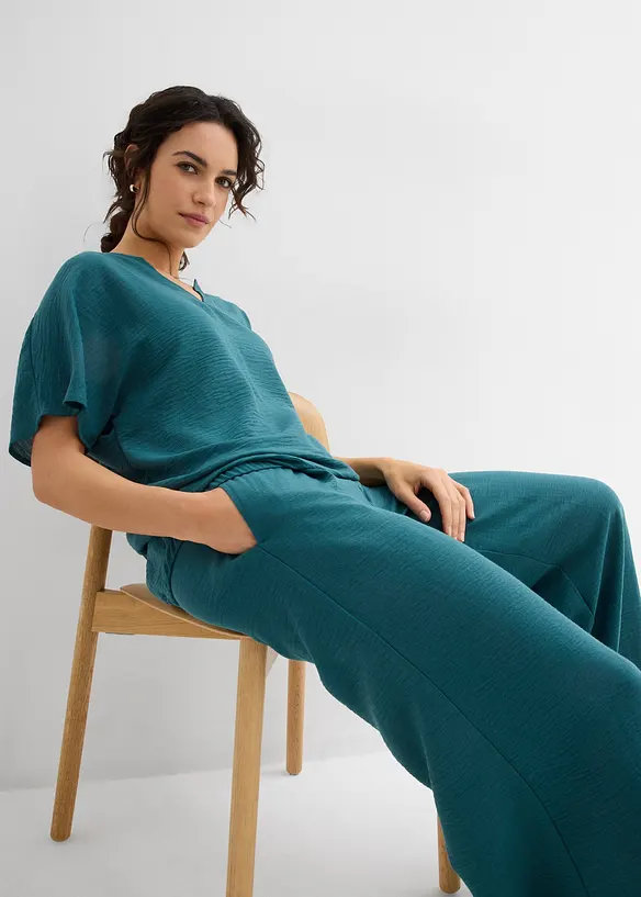 Blusa oversize con fondo elastico, bonprix