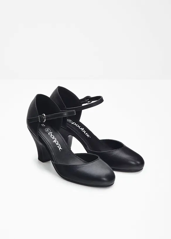 Décolleté in pelle con cinturino, bonprix