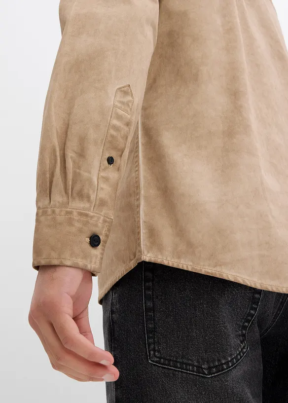 Camicia a maniche lunghe in puro cotone effetto lavato, bonprix