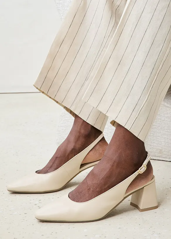 Décolleté slingback in pelle, bonprix