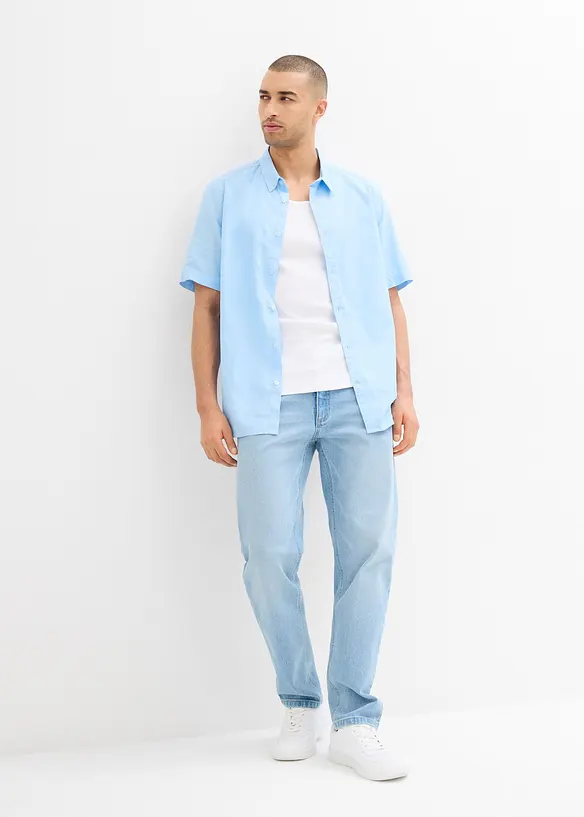 Camicia a maniche corte in fresco misto lino, bonprix