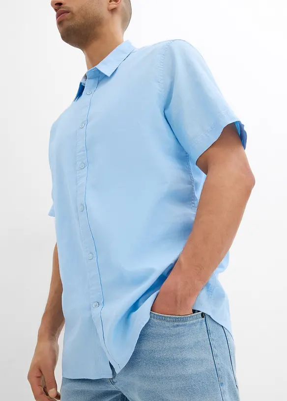 Camicia a maniche corte in fresco misto lino, bonprix