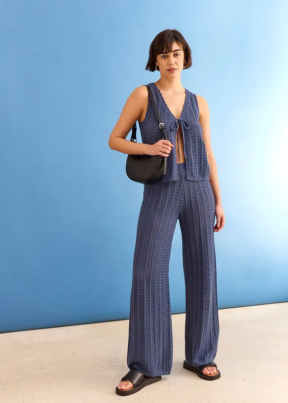 Gilet in maglia con motivo traforato, bonprix