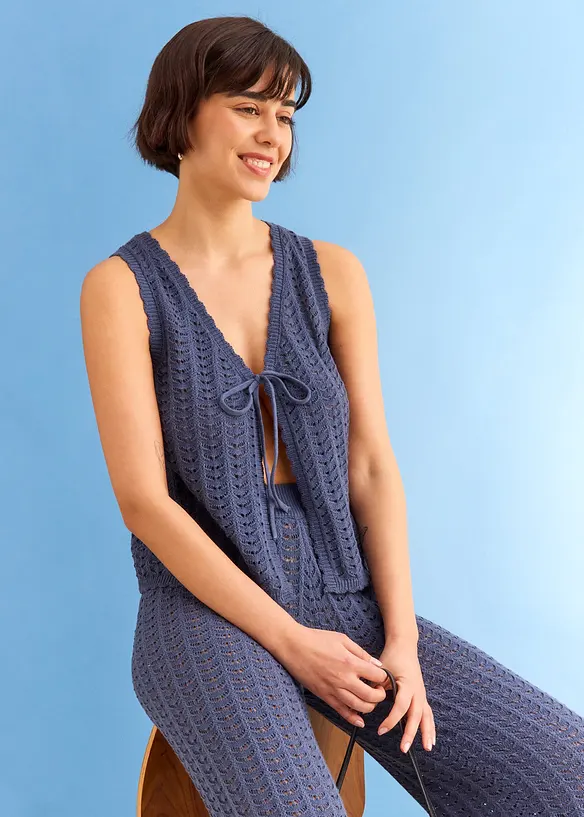 Gilet in maglia con motivo traforato, bonprix