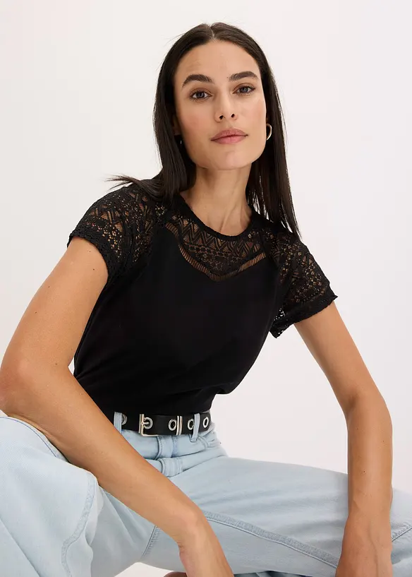 Maglia con pizzo, bonprix