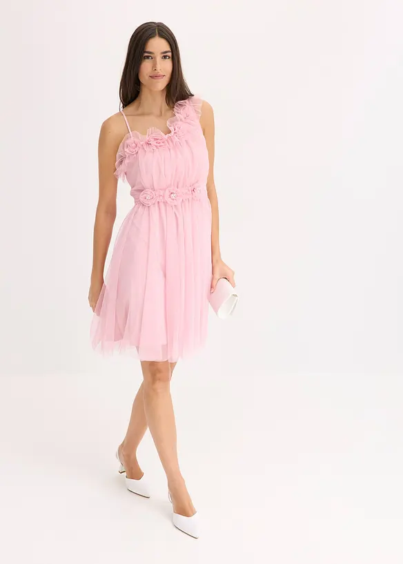 Abito monospalla in delicato tulle, bonprix