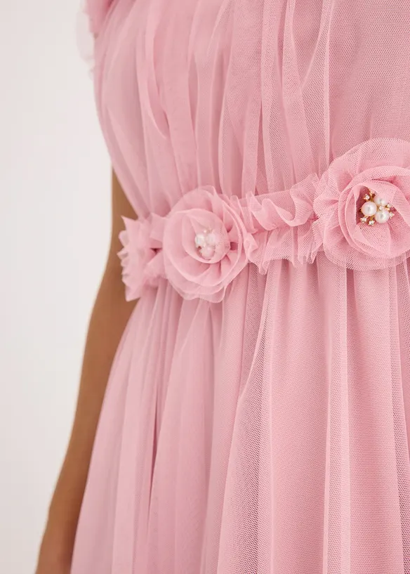 Abito monospalla in delicato tulle, bonprix