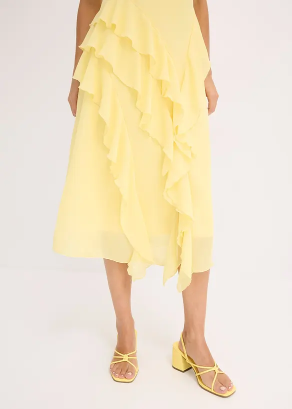 Abito di chiffon con spalline e volant, bonprix
