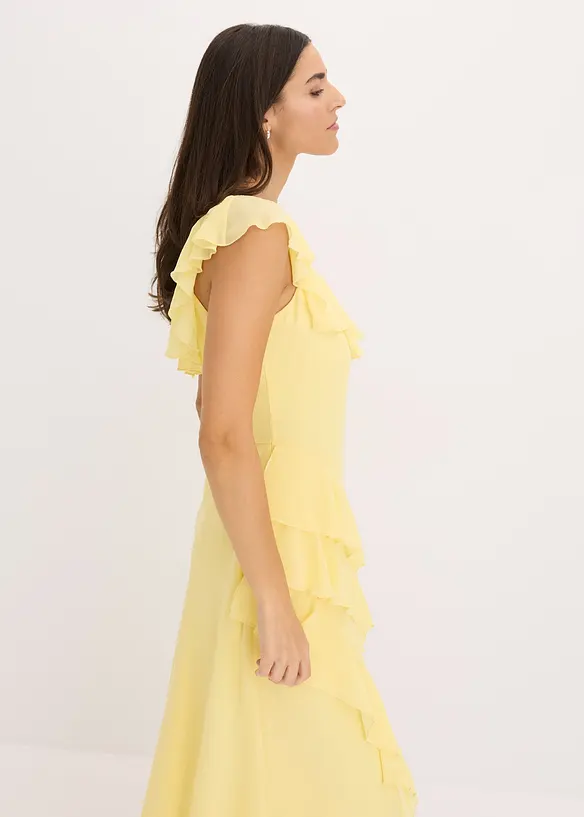 Abito di chiffon con spalline e volant, bonprix