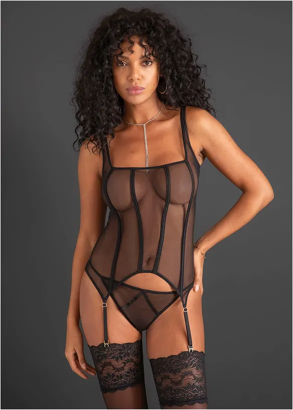 Corsetto con reggicalze e perizoma (set 2 pezzi), bonprix