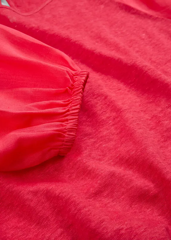 Maglia in lino con maniche a palloncino in ramiè, bonprix