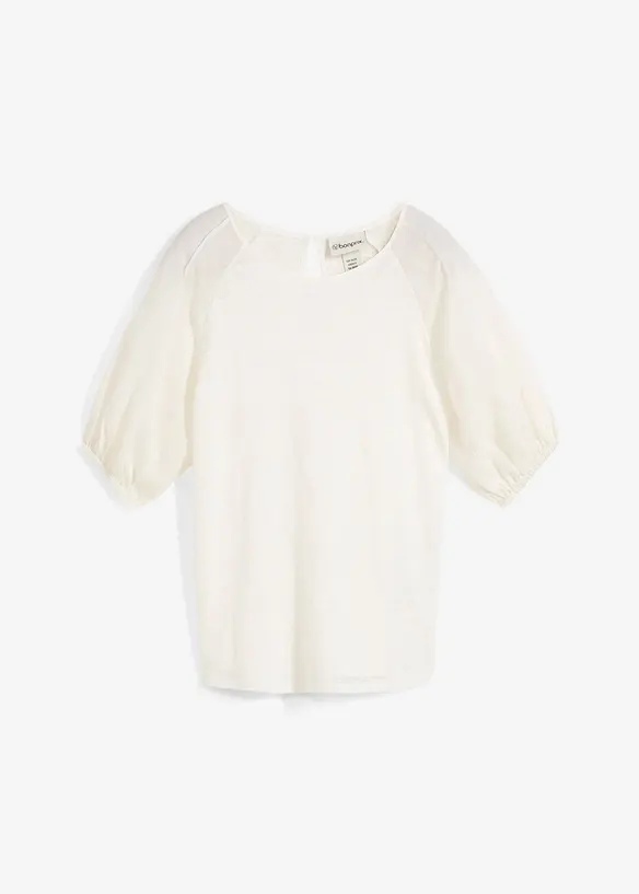 Maglia in lino con maniche a palloncino in ramiè, bonprix