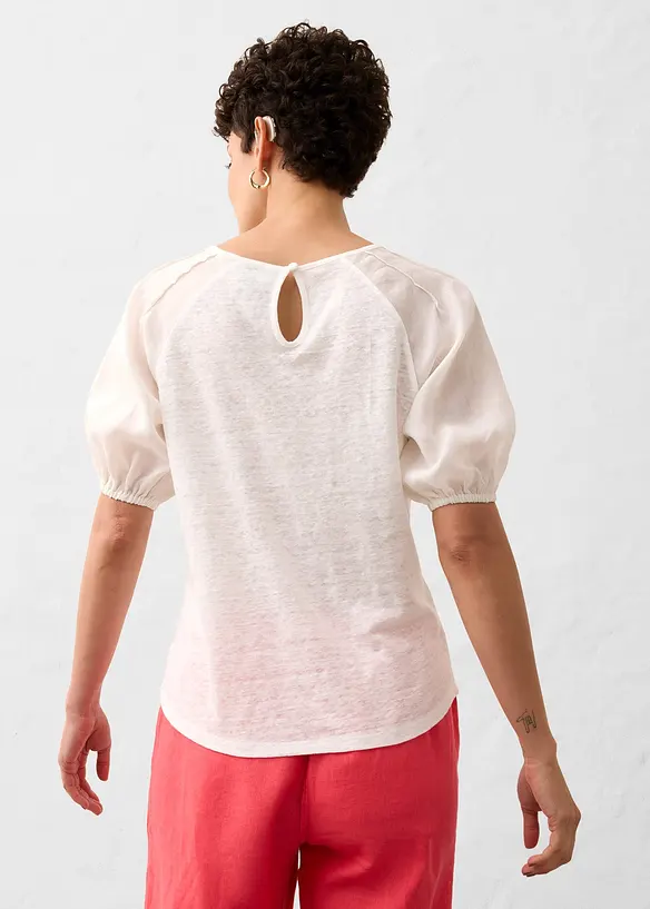 Maglia in lino con maniche a palloncino in ramiè, bonprix