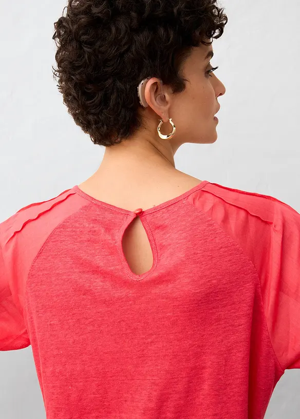 Maglia in lino con maniche a palloncino in ramiè, bonprix