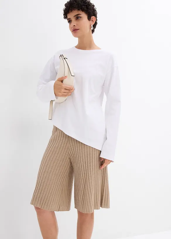 Bermuda a vita alta in maglia di misto viscosa, bonprix