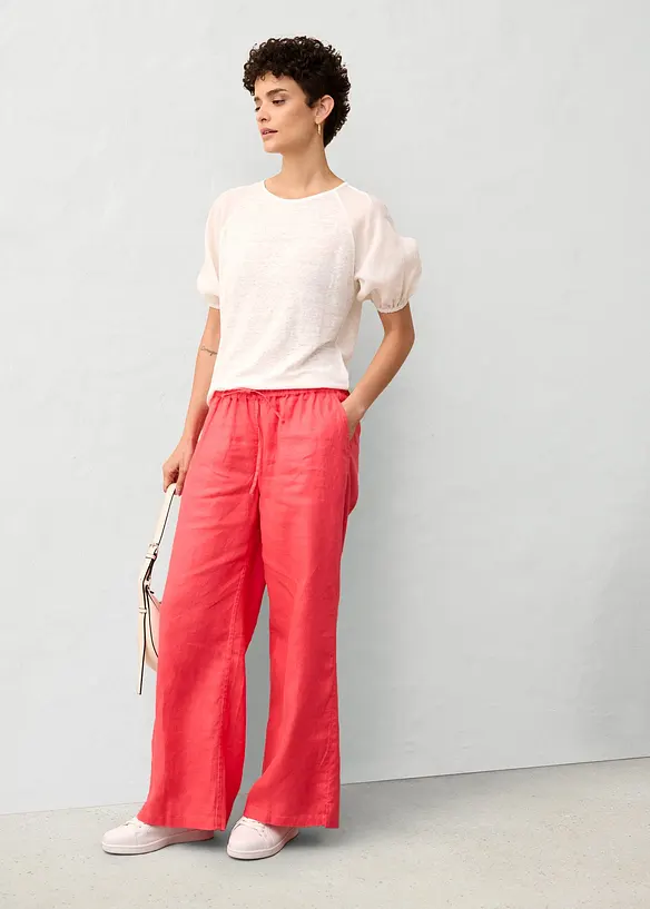 Maglia in lino con maniche a palloncino in ramiè, bonprix