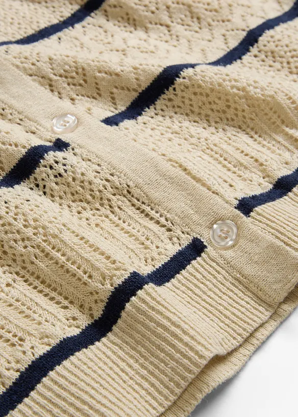 Gilet in maglia traforata con percentuale di lino, bonprix