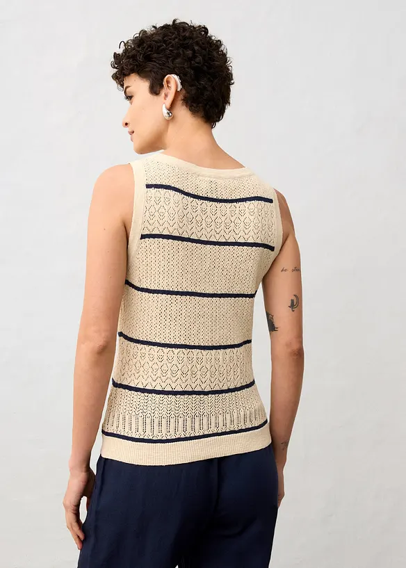 Gilet in maglia traforata con percentuale di lino, bonprix