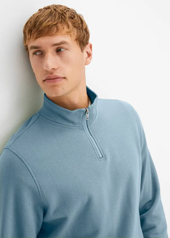 Felpa con colletto e zip, bonprix