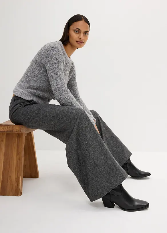 Pantaloni in misto lana con struttura a spina di pesce, bonprix