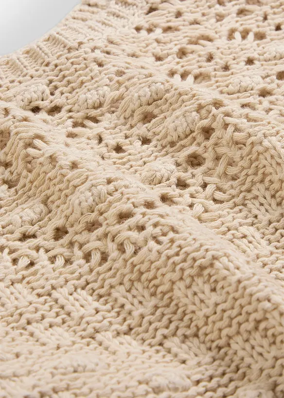Maglione traforato in misto lino, bonprix