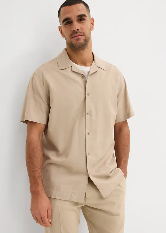 Camicia a maniche corte in misto lino, loose fit, bonprix