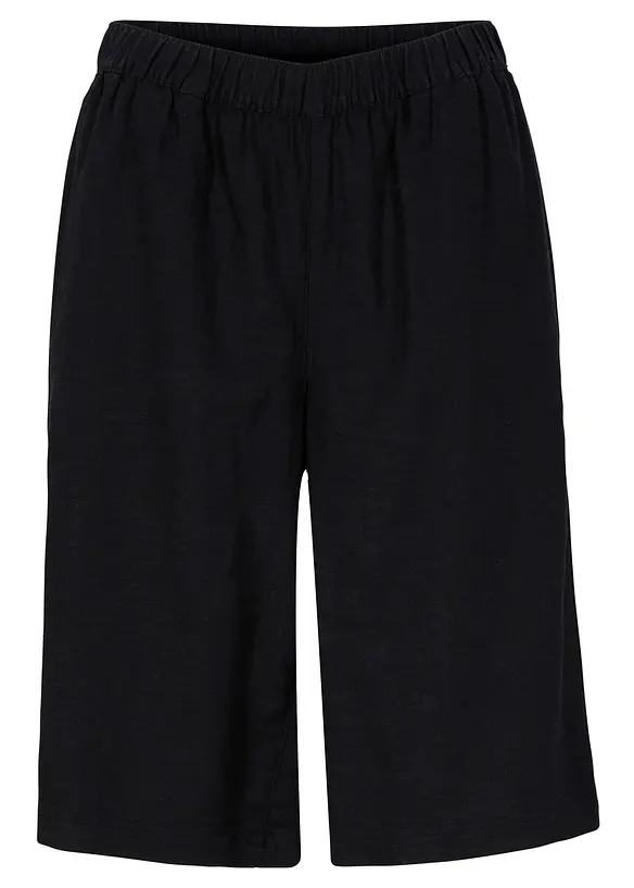 Bermuda in misto lino e viscosa, vita alta, bonprix