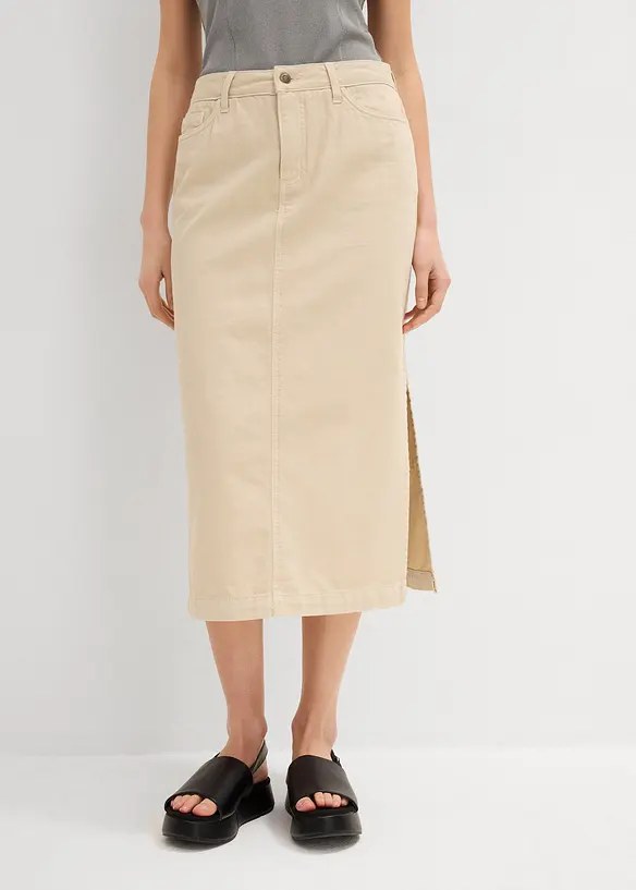 Gonna in twill di puro cotone, bonprix