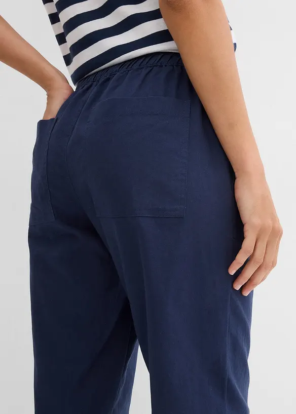 Pantaloni con elastico in vita in misto lino leggero, bonprix