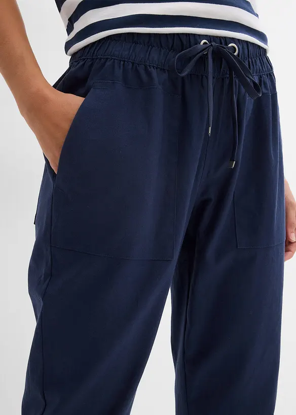Pantaloni con elastico in vita in misto lino leggero, bonprix