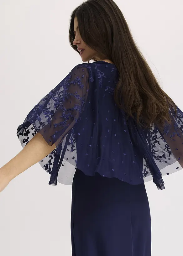 Abito lungo di chiffon con ricamo floreale, bonprix