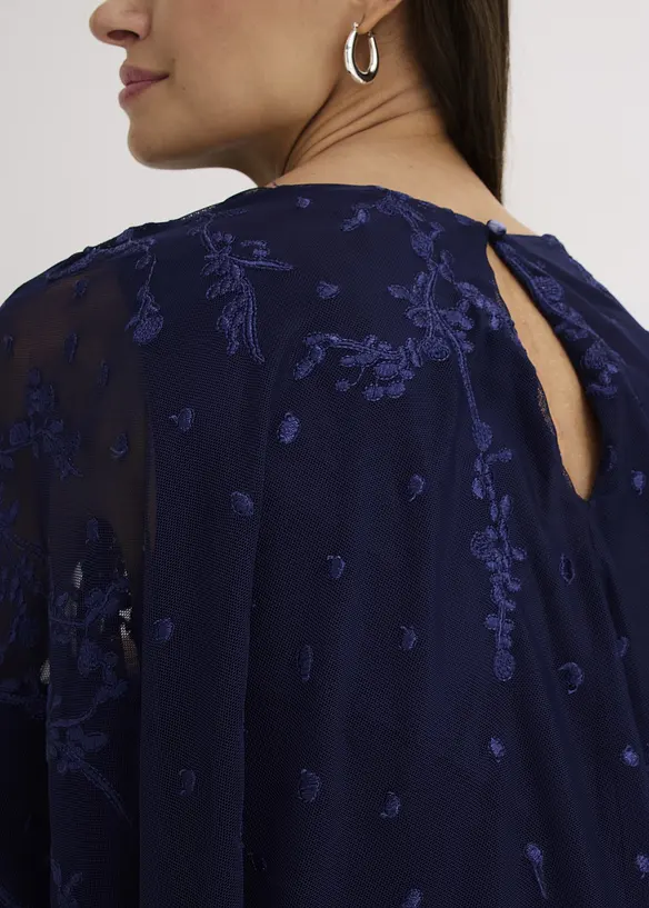 Abito lungo di chiffon con ricamo floreale, bonprix